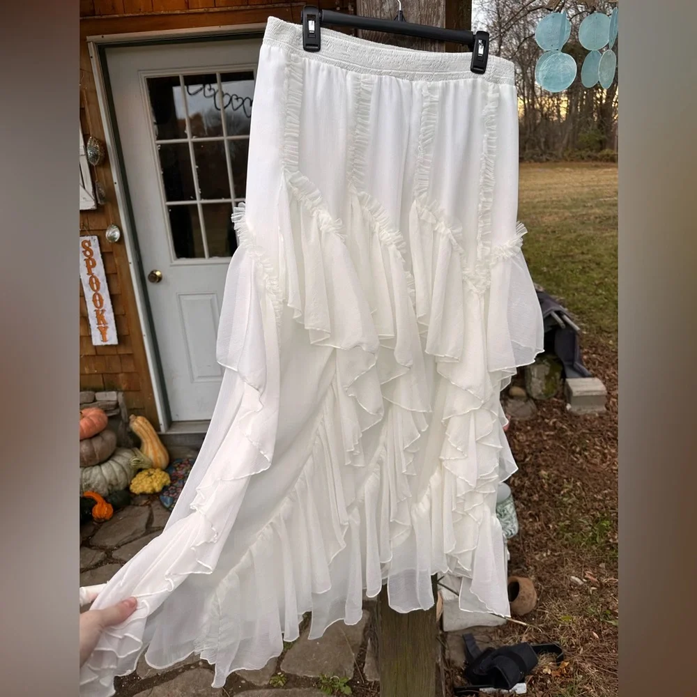 NWT ANTHROPOLOGIE KAVITA BHARTIA Ruffle Maxi Skirt - Picture 5 of 7